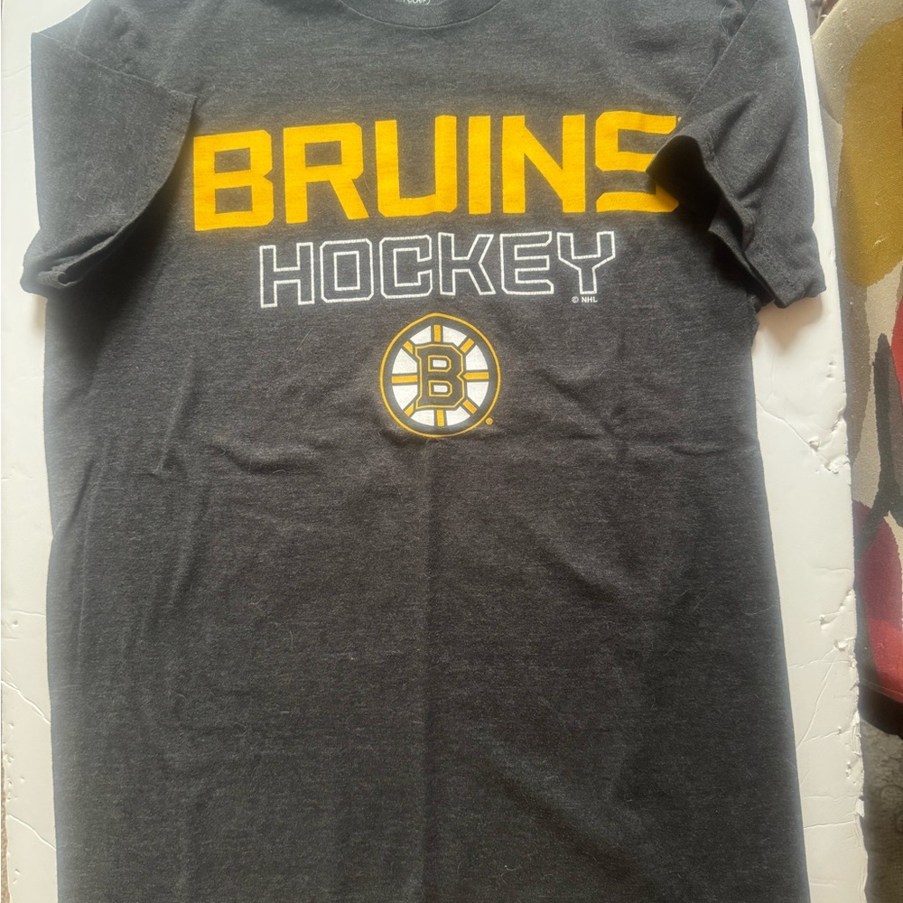 Boston Bruins Hockey Gray T-Shirt size S EC